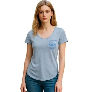 Aeropostale blue v-neck Y2K Tee w/pocket (1F-9033)